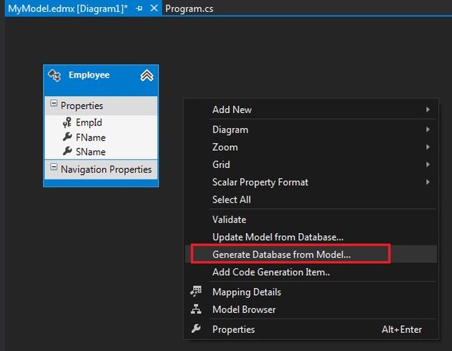 Generate Database from Model
